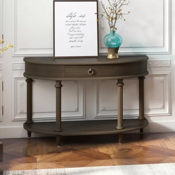 Console Tables-Kirkland's Home Wood 2-Tier Classic Console Table Brown