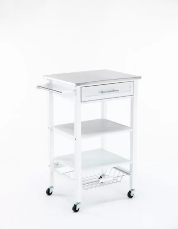 Kitchen Islands & Bar Carts-Kirkland's Home Wood 2-Tier Kitchen Cart White