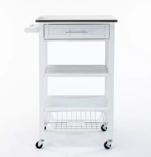 Kitchen Islands & Bar Carts-Kirkland's Home Wood 2-Tier Kitchen Cart White