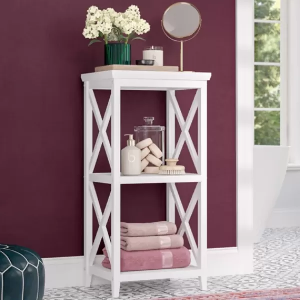 Bathroom Furniture-Kirkland's Home Wood 2-Tier Storage Shelf White