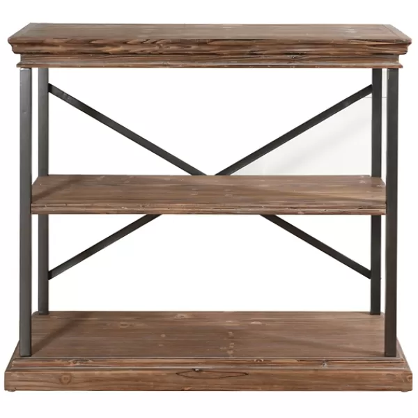 Office Furniture-Kirkland's Home Wood 3-Tier Bookshelf With Black Steel Frame