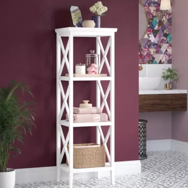 Bathroom Furniture-Kirkland's Home Wood 3-Tier Storage Shelf White