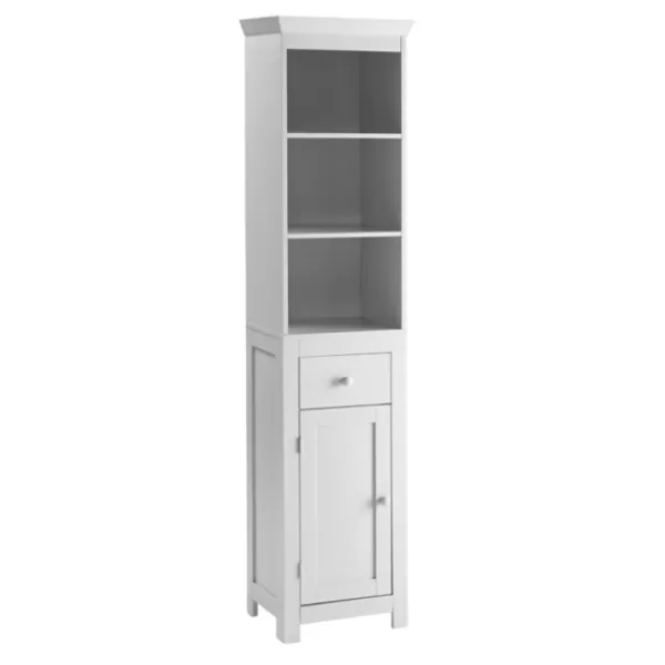 Bathroom Furniture-Kirkland's Home Wood 3-Tier Tower Cabinet White