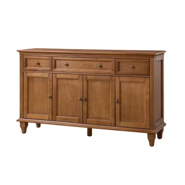 Cabinets & Sideboards-Kirkland's Home Wood 4-Door Sideboard Cabinet Brown