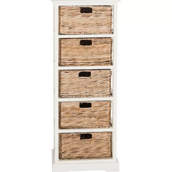 Bookshelves-Kirkland's Home Wood 5-Tier Basket Storage Shelf White