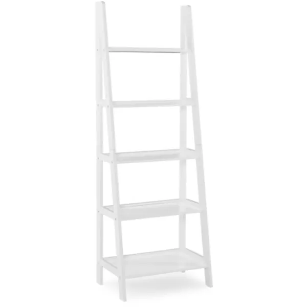 Bookshelves-Kirkland's Home Wood 5-Tier Ladder Bookshelf White