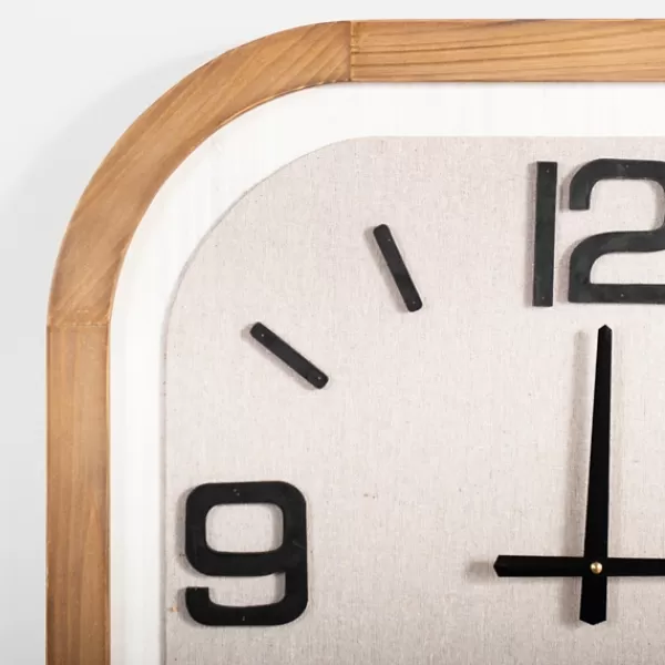 Clocks-Kirkland's Home Wood & Linen Rounded Edge Wall Clock