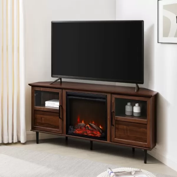 Tv Stands & Media Consoles-Kirkland's Home Wood Alcove Doors Led Fireplace Media Cabinet Brown