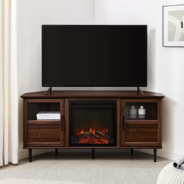 Tv Stands & Media Consoles-Kirkland's Home Wood Alcove Doors Led Fireplace Media Cabinet Brown