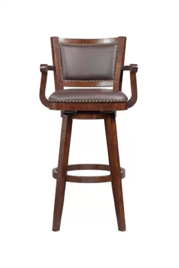 Bar Stools & Counter Height Stools-Kirkland's Home Wood And Faux Leather Swivel Bar Stool Brown