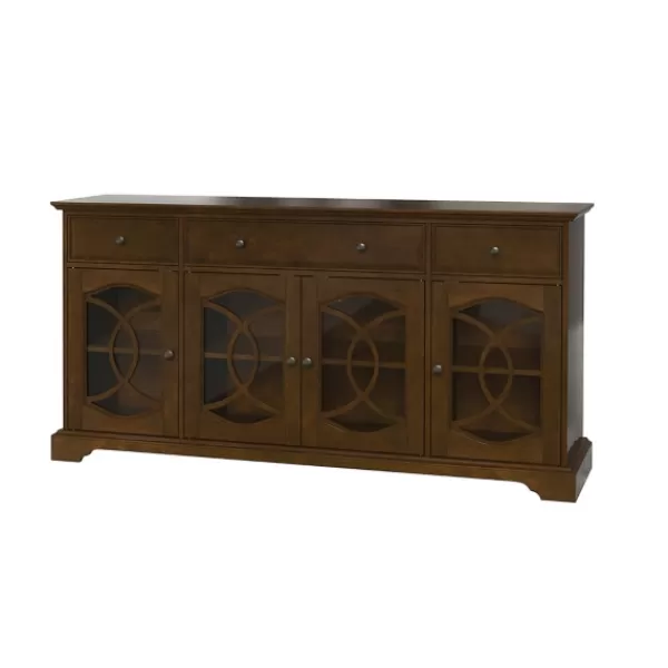 Tv Stands & Media Consoles-Kirkland's Home Wood And Glass 4-Door Media Cabinet Brown