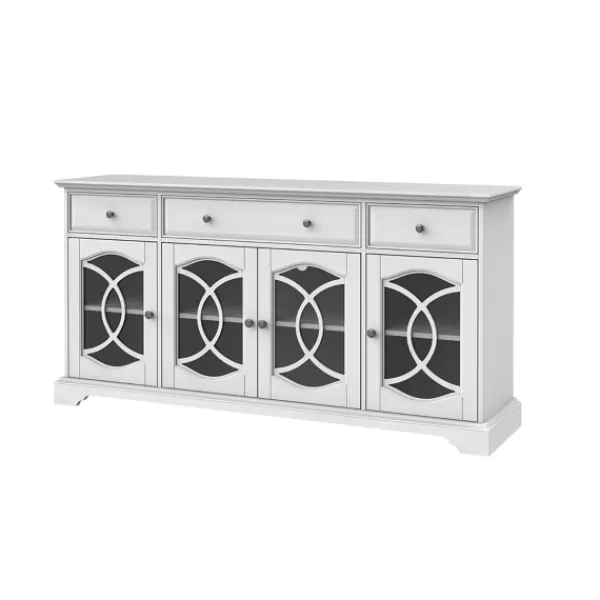 Tv Stands & Media Consoles-Kirkland's Home Wood And Glass 4-Door Media Cabinet White