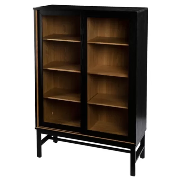 Cabinets & Sideboards-Kirkland's Home Wood And Glass 8-Shelf Cabinet Black