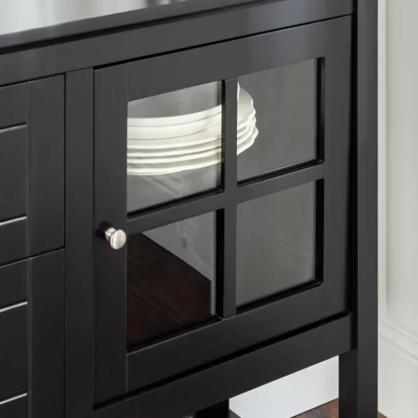 Cabinets & Sideboards-Kirkland's Home Wood And Glass Buffet Cabinet Black