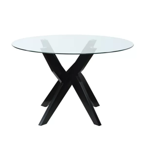 Dining Tables-Kirkland's Home Wood And Glass X-Base Dining Table Black