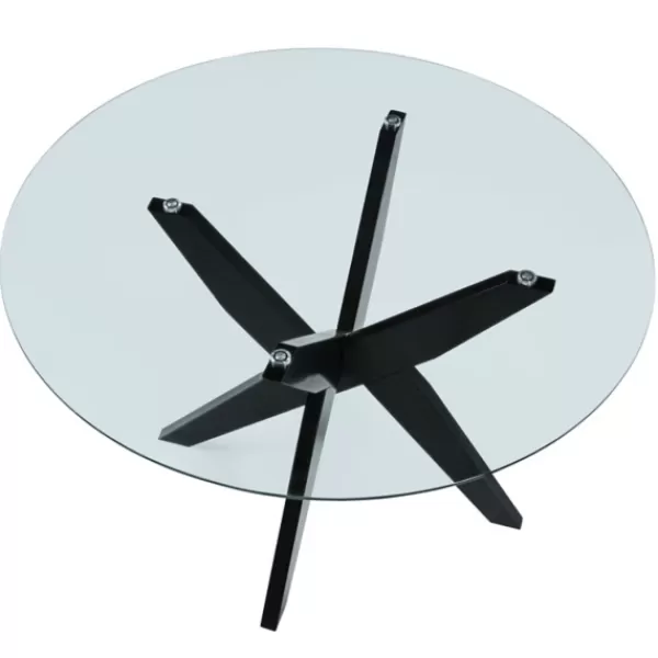 Dining Tables-Kirkland's Home Wood And Glass X-Base Dining Table Black