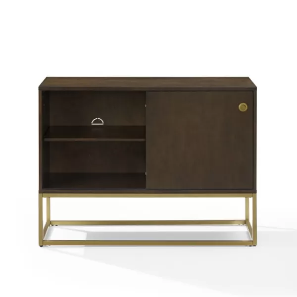 Tv Stands & Media Consoles-Kirkland's Home Wood And Gold Record Storage Media Cabinet Brown