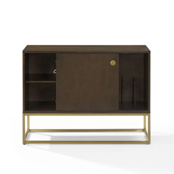 Tv Stands & Media Consoles-Kirkland's Home Wood And Gold Record Storage Media Cabinet Brown
