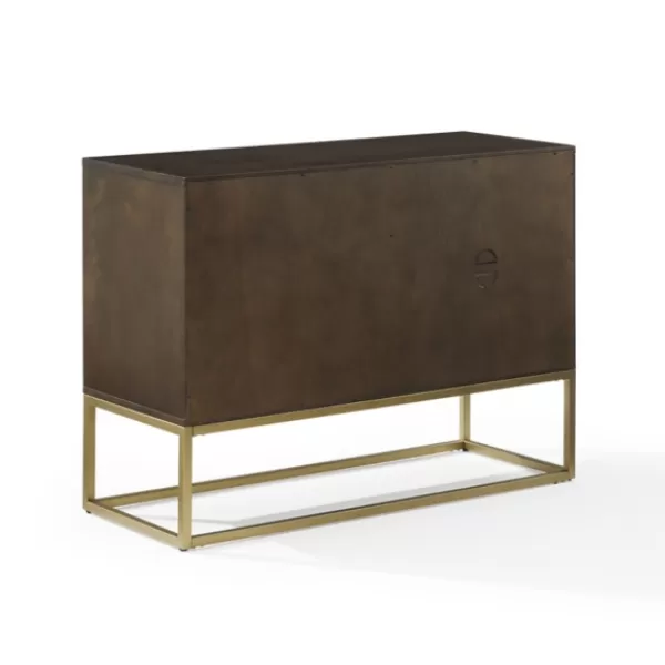 Tv Stands & Media Consoles-Kirkland's Home Wood And Gold Record Storage Media Cabinet Brown