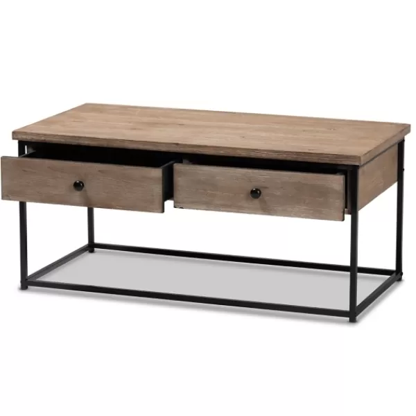 Coffee Tables-Kirkland's Home Wood And Metal 2-Drawer Coffee Table Brown