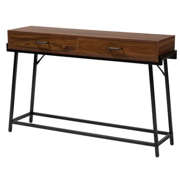 Console Tables-Kirkland's Home Wood And Metal 2-Drawer Console Table Brown