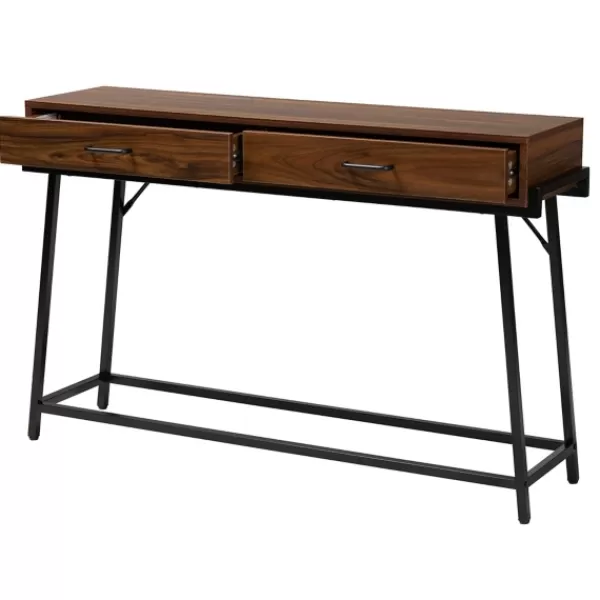 Console Tables-Kirkland's Home Wood And Metal 2-Drawer Console Table Brown