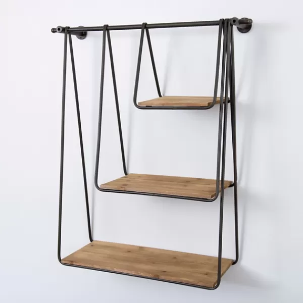 Shelves-Kirkland's Home Wood And Metal 3-Tiered Hanging Wall Shelf