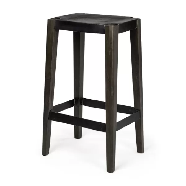 Bar Stools & Counter Height Stools-Kirkland's Home Wood And Metal Bar Stool Black