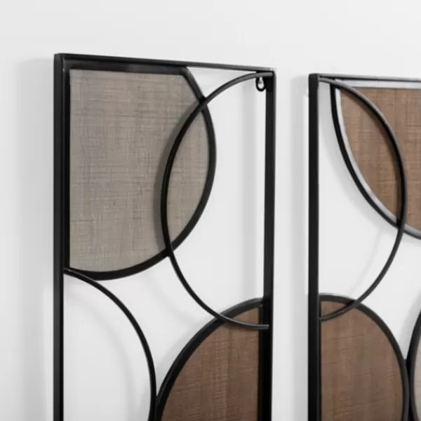 Wall Plaques-Kirkland's Home Wood And Metal Circle Panel Wall Plaques, Set Of 3 Black/Gray/Brown