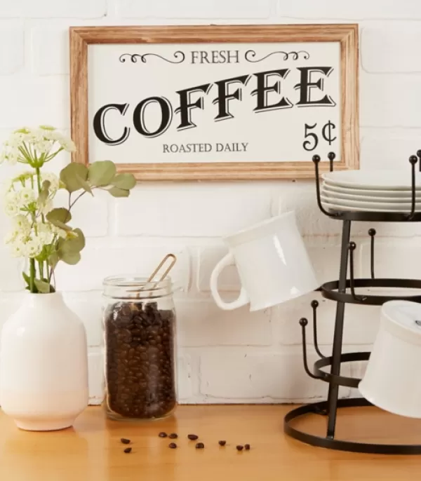 Wall Quotes & Signs-Kirkland's Home Wood And Metal Coffee Framed Plaque White