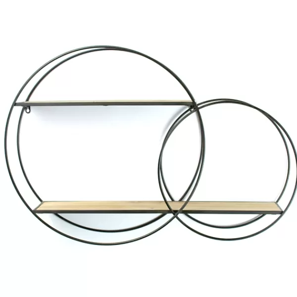 Shelves-Kirkland's Home Wood And Metal Double Circle Wall Shelf