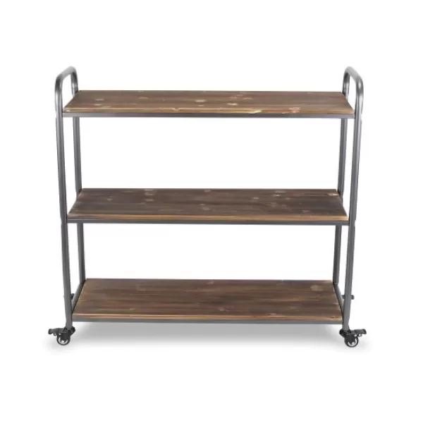 Office Furniture-Kirkland's Home Wood And Metal Frame 3-Tier Rolling Shelf