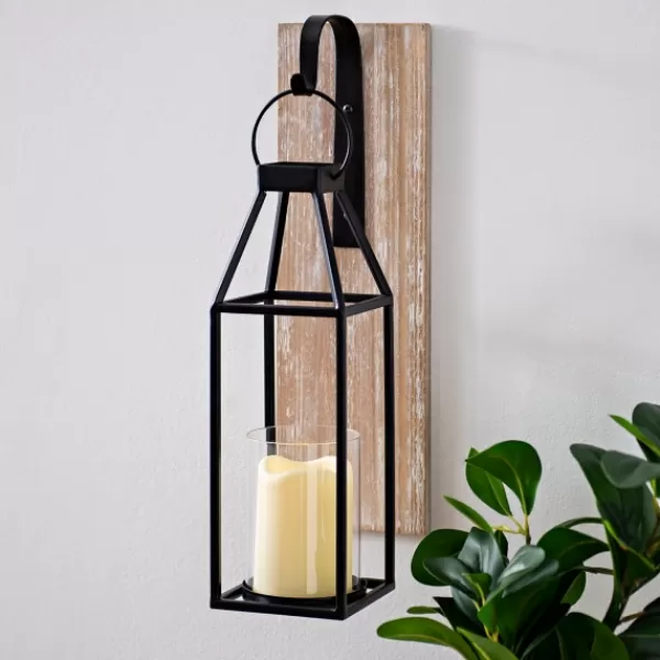 Sconces-Kirkland's Home Wood And Metal Hanging Lantern Sconce