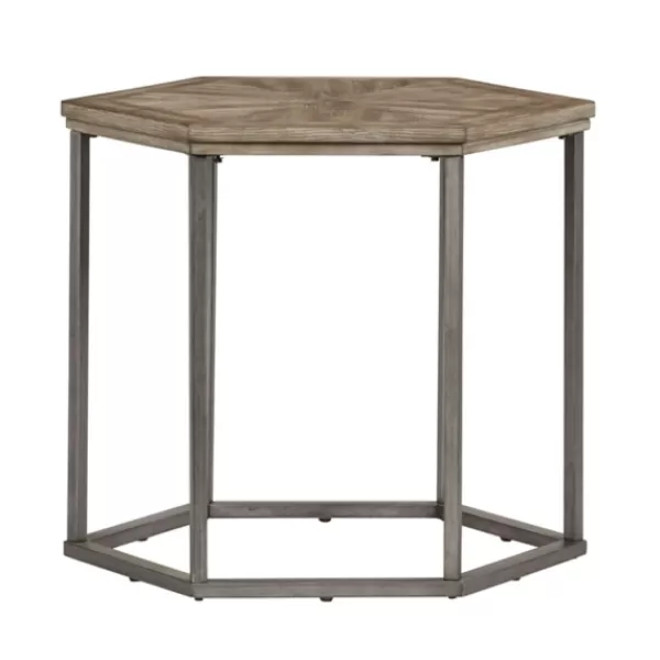 Accent & End Tables-Kirkland's Home Wood And Metal Hexagon Accent Table Gray