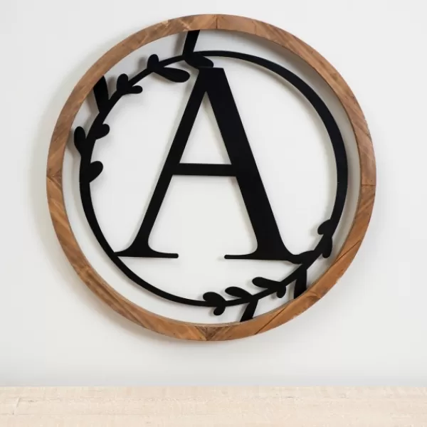 Monogram Wall Decor-Kirkland's Home Wood And Metal Laurel Monogram A Plaque