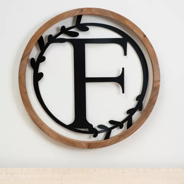 Monogram Wall Decor-Kirkland's Home Wood And Metal Laurel Monogram F Plaque