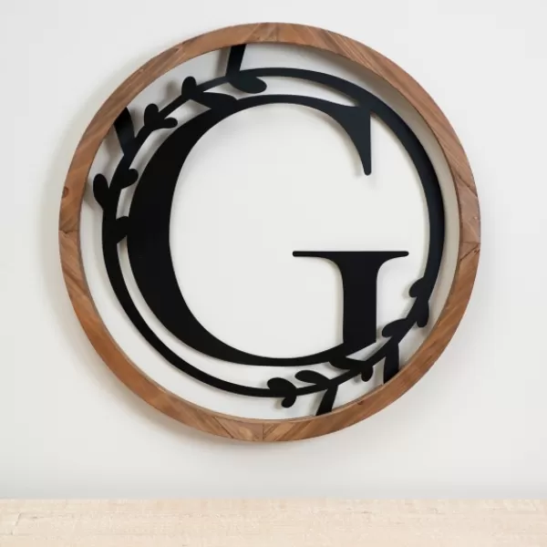 Monogram Wall Decor-Kirkland's Home Wood And Metal Laurel Monogram G Plaque