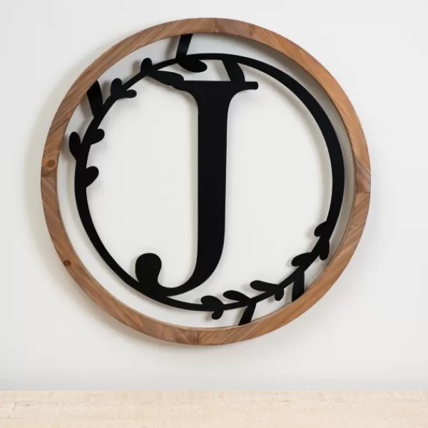 Monogram Wall Decor-Kirkland's Home Wood And Metal Laurel Monogram J Plaque