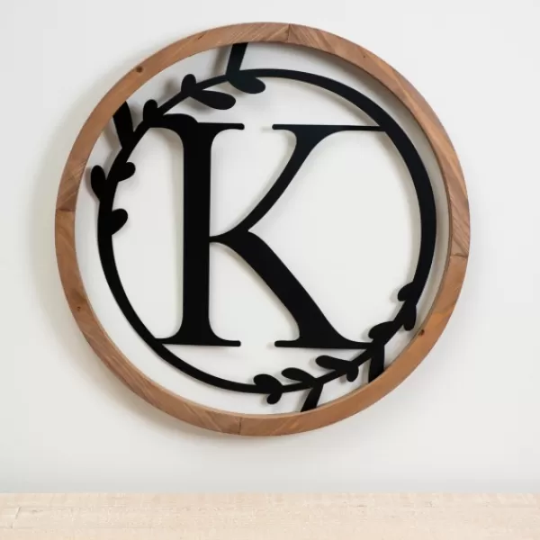 Monogram Wall Decor-Kirkland's Home Wood And Metal Laurel Monogram K Plaque