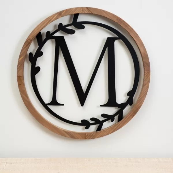 Monogram Wall Decor-Kirkland's Home Wood And Metal Laurel Monogram M Plaque