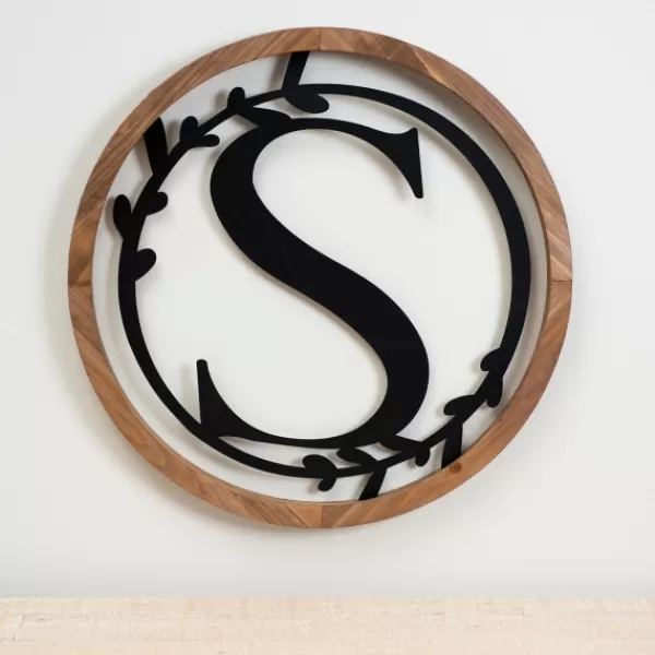 Monogram Wall Decor-Kirkland's Home Wood And Metal Laurel Monogram S Plaque