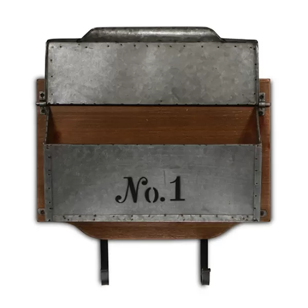Wall Storage-Kirkland's Home Wood And Metal Wall Storage Mail Box With Hooks