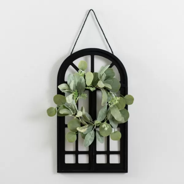 Wall Plaques-Kirkland's Home Wood And Mini Wreath Arch Wall Plaque Black