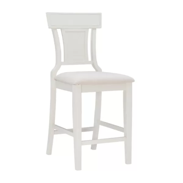 Bar Stools & Counter Height Stools-Kirkland's Home Wood And Rattan Upholstered Counter Stool White