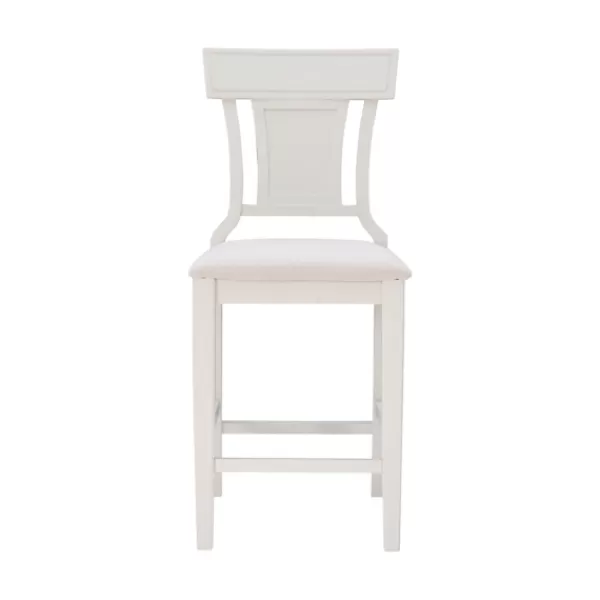 Bar Stools & Counter Height Stools-Kirkland's Home Wood And Rattan Upholstered Counter Stool White