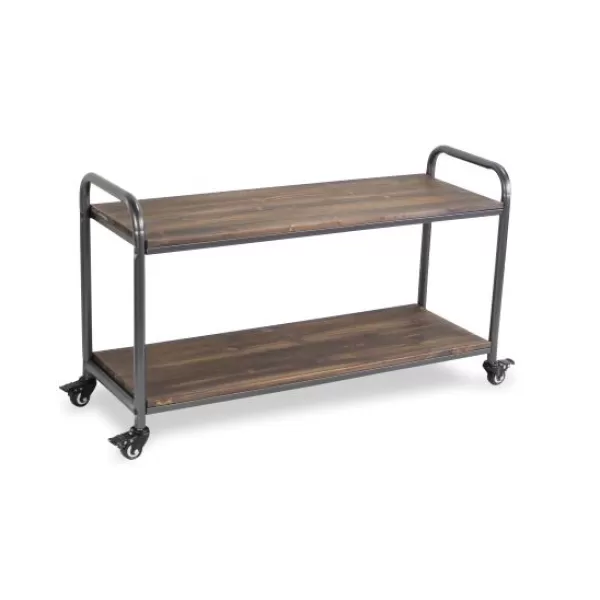 Kitchen Islands & Bar Carts-Kirkland's Home Wood And Steel Frame 2-Tier Rolling Cart