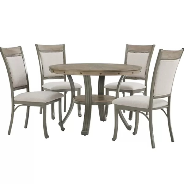 Dining Sets-Kirkland's Home Wood And Upholstered Chairs 5-Pc. Dining Set Gray