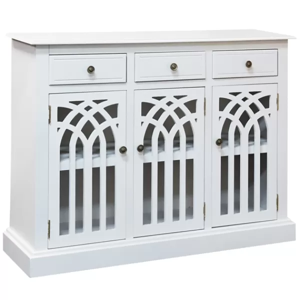 Cabinets & Sideboards-Kirkland's Home Wood Arches 3-Door Cabinet White