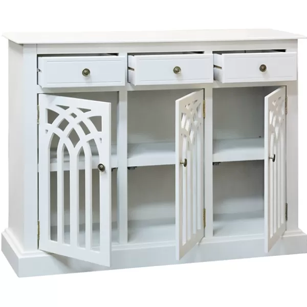 Cabinets & Sideboards-Kirkland's Home Wood Arches 3-Door Cabinet White