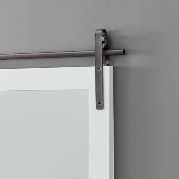 Decorative Mirrors-Kirkland's Home Wood Barn Door Frame With Shelf Wall Mirror White